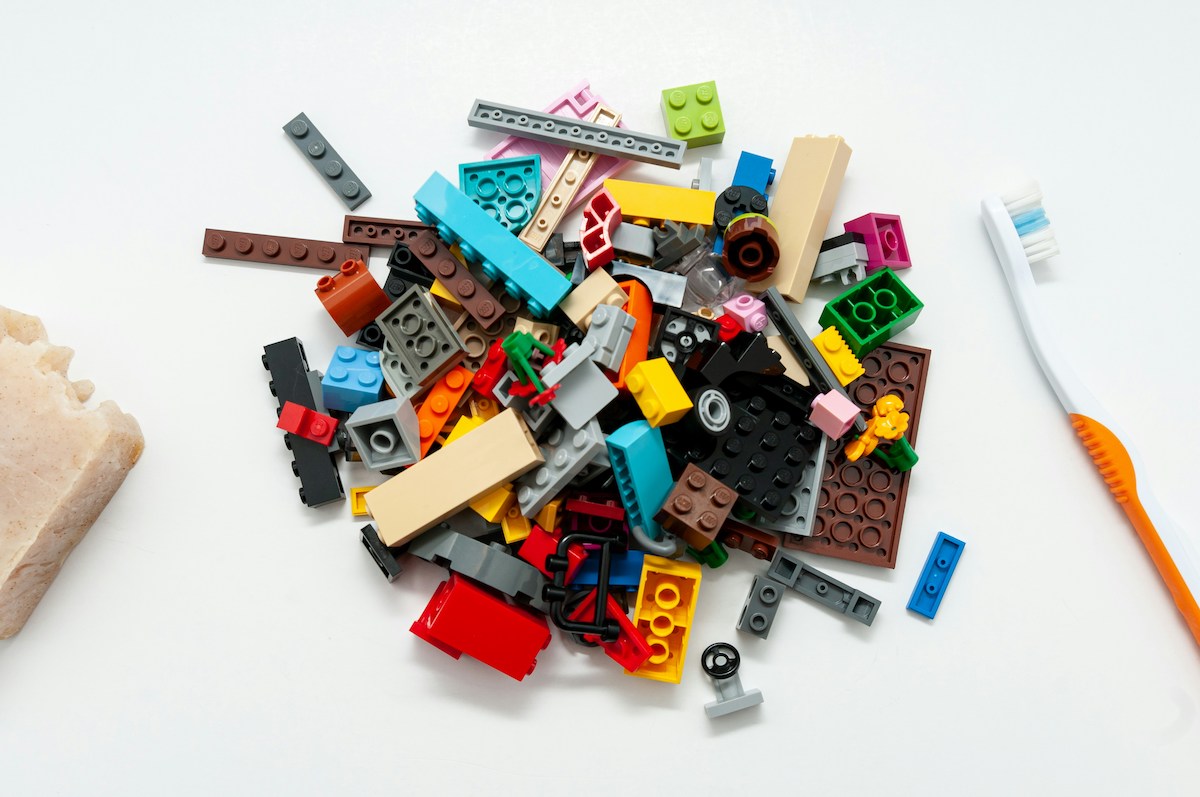 A pile of legos on table