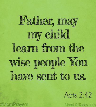 Father, may my child learn from the wise people You have sent to us. Acts 2:42 #MomPrayers