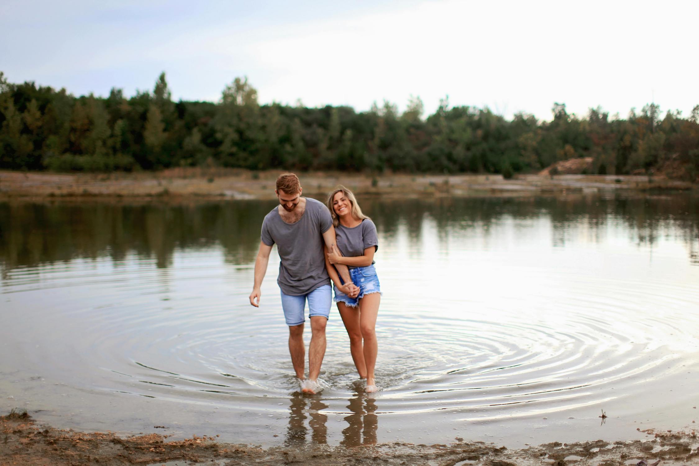 husband and wife in shallow water