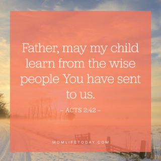 Father, may my child learn from the wise people You have sent to us.
