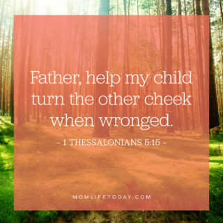 Father, help my child turn the other cheek when wronged.
