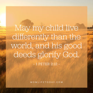 May my child live differently than the world, and his good deeds glorify God.
