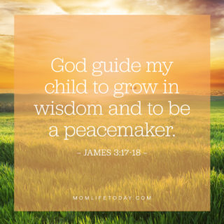 God guide my child to grow in wisdom and to be a peacemaker.
