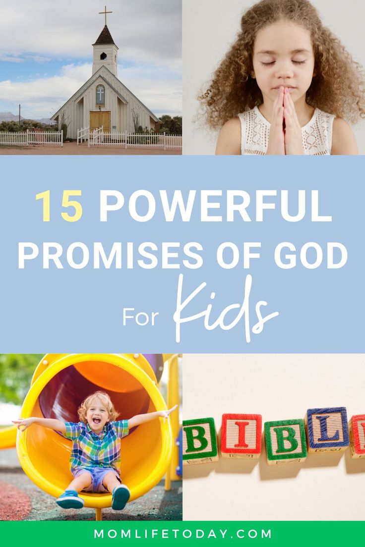 Picture of church, kids playing and praying, alphabet blocks