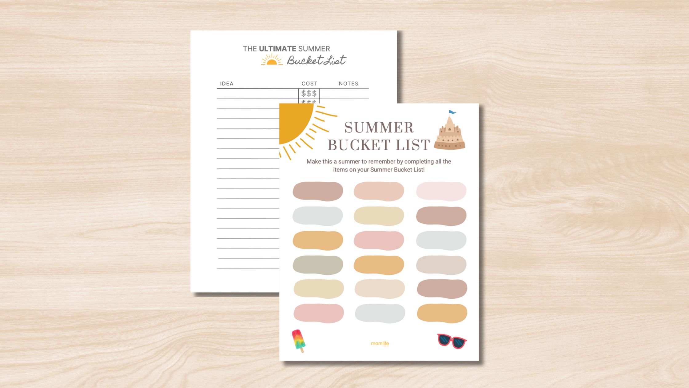 Family summer bucket list templates
