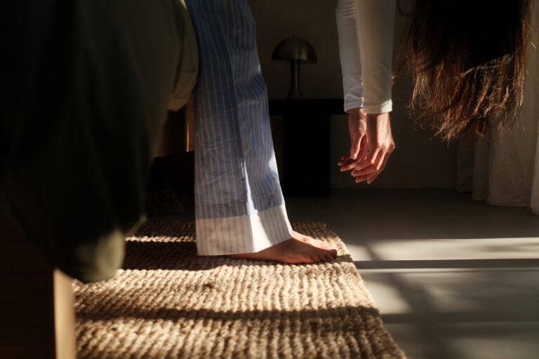 Prayer for the weary mom - Mom getting out of bed in pajamas