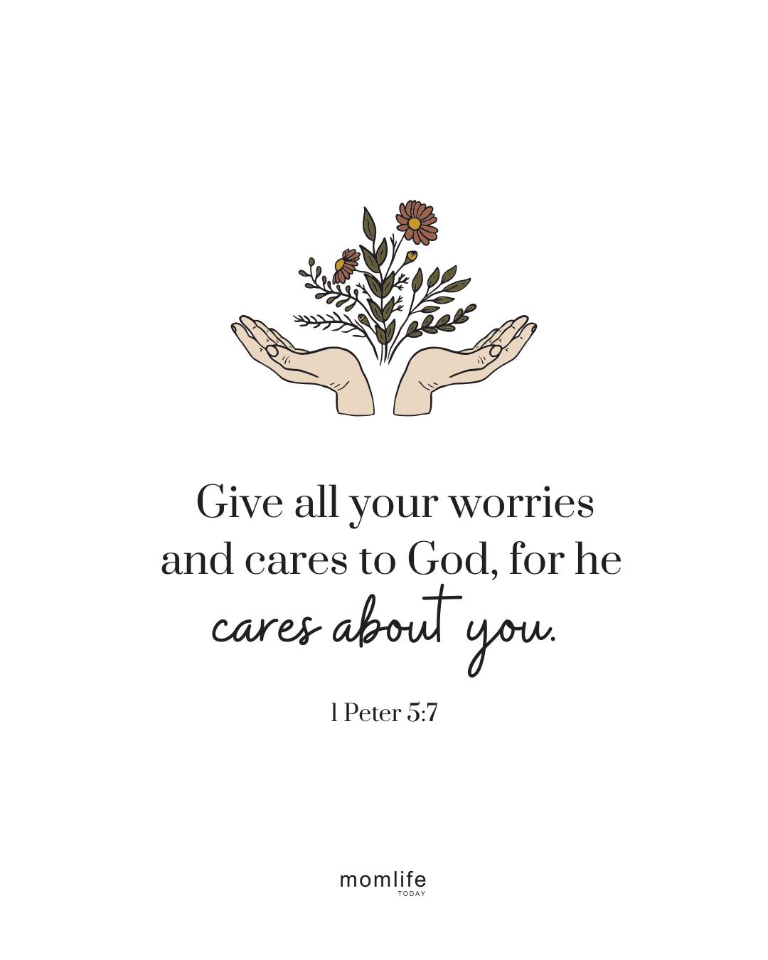 Verses for childhood anxiety - 1 Peter 5:7