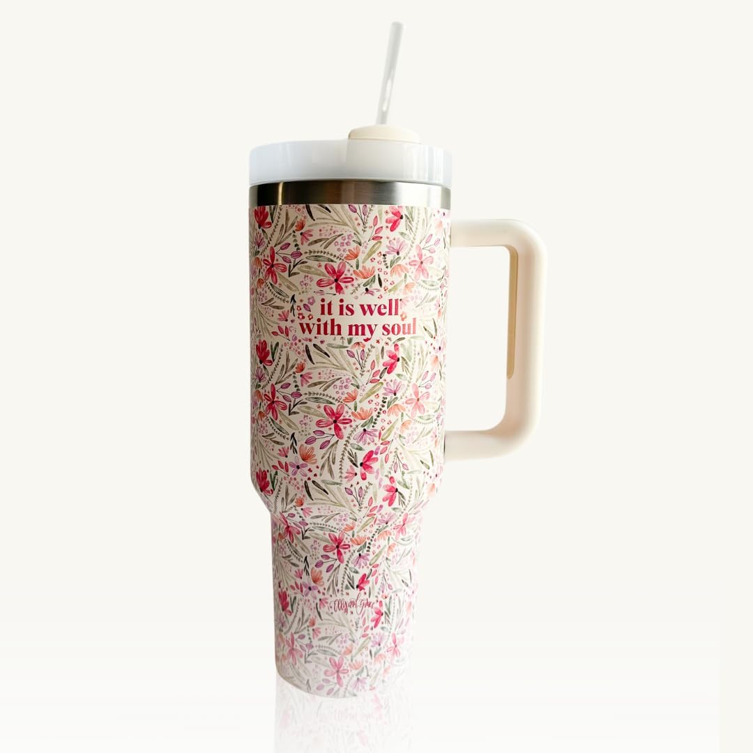 Floral it is well water tumbler - christian mother's day gifts