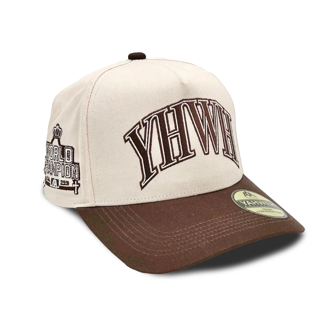 Christian Gift Idea - YHWH’ Structured SnapBack - Cream/Brown